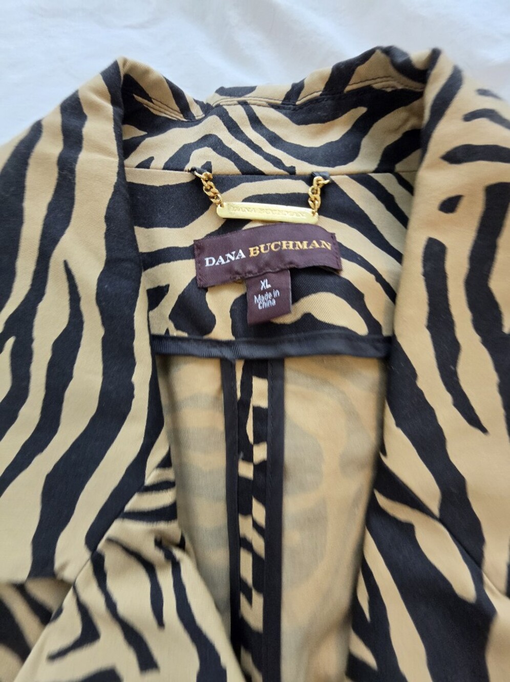 Dana Buchman Zebra Print Tie-Waist Jacket in Black & Beige Size Xl - Picture 3 of 10